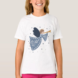 クリスマスエンジェルピースオンアースホリデーハートフェルト Tシャツ