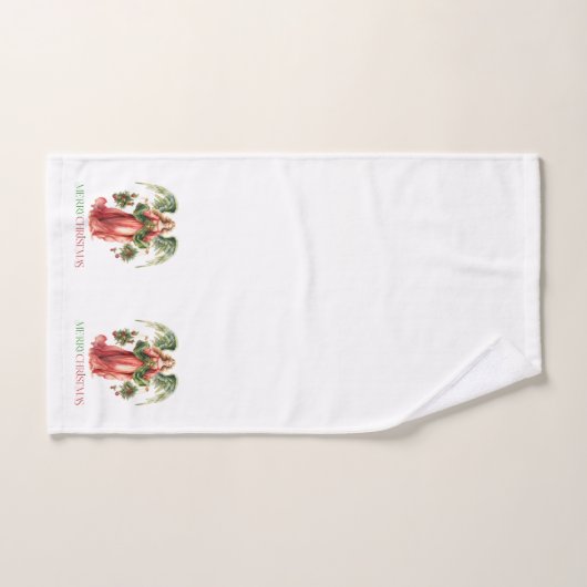 クリスマスエンジェルファンシーメリークリスマスタイポグラフィ バスタオルセット (ハンドタオル)