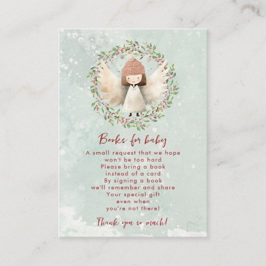 クリスマスエンジェルブックベビーリクエストカード エンクロージャーカード (正面)