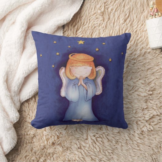 クリスマスエンジェルブルー装飾用クッション クッション (ブランケット)