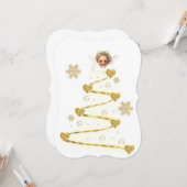 クリスマスエンジェルベビー金ゴールドフラットグリーティングカード カード (正面/裏面インサイチュ)