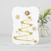 クリスマスエンジェルベビー金ゴールドフラットグリーティングカード カード (スタンド正面)