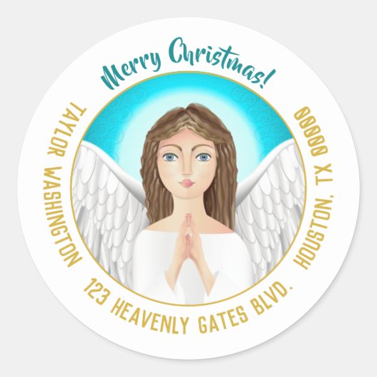 クリスマスエンジェルホリデイ差出人住所 ラウンドシール (正面)