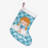 クリスマスエンジェルホリデーカートゥーンストッキング スモールクリスマスストッキング (正面 (吊り時))