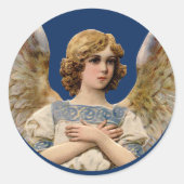 クリスマスエンジェルホリデーカード封筒用シールヴィンテージ ラウンドシール (正面)