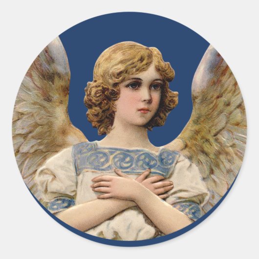 クリスマスエンジェルホリデーカード封筒用シールヴィンテージ ラウンドシール (正面)