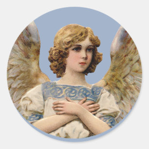 クリスマスエンジェルホリデーカード封筒用シールヴィンテージ ラウンドシール