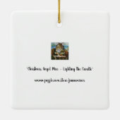 クリスマスエンジェルマウスとキャンドルウォーターカラーアート セラミックオーナメント (裏面)