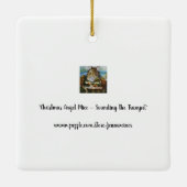 クリスマスエンジェルマウスとトランペット水彩画 セラミックオーナメント (裏面)