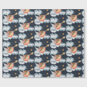 クリスマスエンジェルマウスとトランペット水彩画 ラッピングペーパー (フラット)