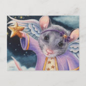 クリスマスエンジェルマウス捕獲星水彩アート ポストカード (正面)