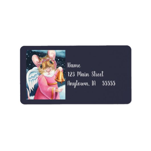 クリスマスエンジェルマウス鐘の水色アート ラベル (正面)