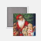 クリスマスエンジェルマグネット付きサンタヴィンテージ マグネット (正面/裏面)