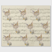 クリスマスエンジェルミュージックヴィンテージラッピング紙 ラッピングペーパー (フラット)