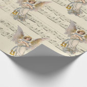 クリスマスエンジェルミュージックヴィンテージラッピング紙 ラッピングペーパー (角)