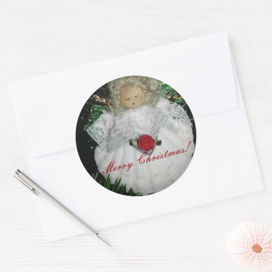 クリスマスエンジェルメリーオーナメントCh... カスタマイズ - ラウンドシール (封筒)