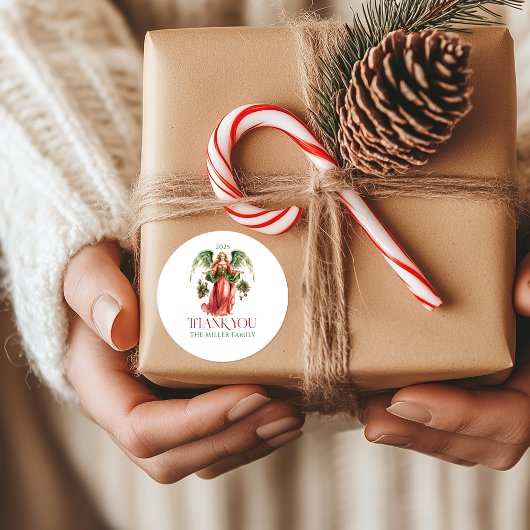 クリスマスエンジェルメリークリスマスタイポグラフィクラス ラウンドシール