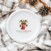 クリスマスエンジェルメリークリスマスタイポグラフィ ペーパープレート