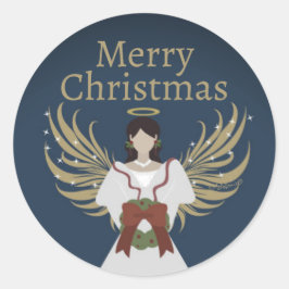 クリスマスエンジェルメリーニュートラルエレガントリースウィング ラウンドシール