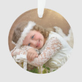 クリスマスエンジェルライトガールフォトブラウン金ゴールド オーナメント (正面)