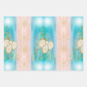 クリスマスエンジェルラッピング紙フラットシートセット3 ラッピングペーパーシート (正面2)