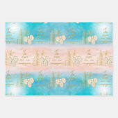 クリスマスエンジェルラッピング紙フラットシートセット3 ラッピングペーパーシート (正面)