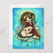 クリスマスエンジェルラムスノーファンタジーアートハガキ シーズンポストカード (正面/裏面)