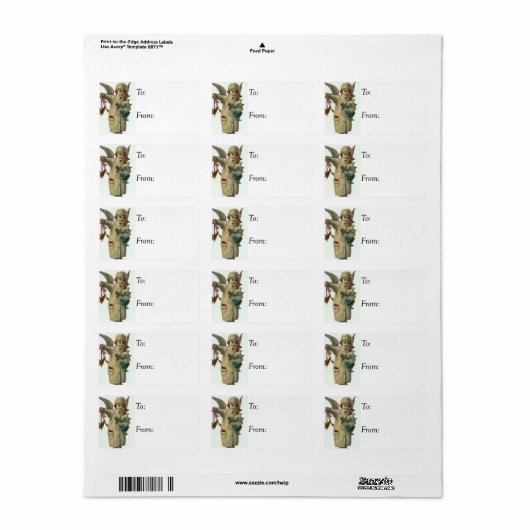 クリスマスエンジェルヴィンテージギフトラベル ラベル (フルシート)