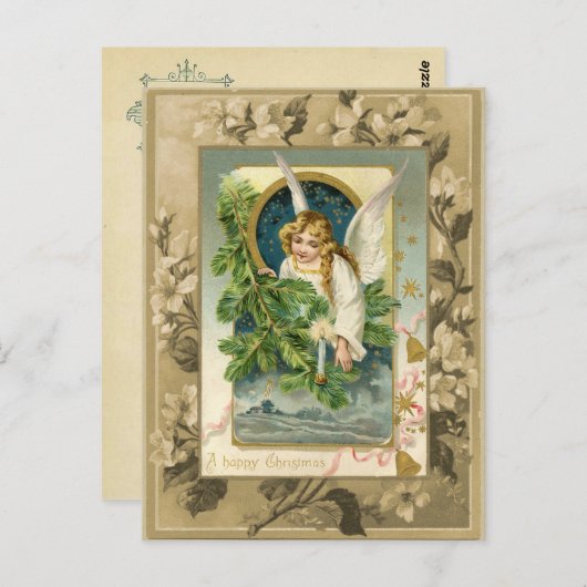 クリスマスエンジェルヴィンテージ再生 ポストカード (正面/裏面)