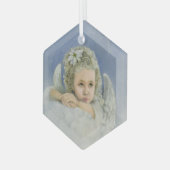 クリスマスエンジェル六角形 ガラスオーナメント (正面左)