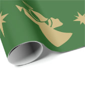 クリスマスエンジェル出生スターグリーン金ゴールド ラッピングペーパー (ロールコーナー)