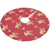 クリスマスエンジェル出生スターレッド金ゴールド ブラッシュドポリエステルツリースカート (アングル)