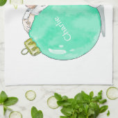 クリスマスエンジェル名前をカスタムするハンドタオル キッチンタオル (折り畳み)