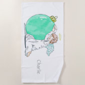 クリスマスエンジェル名前をカスタムするビーチタオル ビーチタオル (正面)