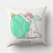 クリスマスエンジェル名前をカスタムする装飾用クッション クッション (裏面)