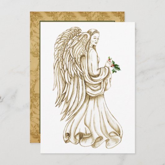 クリスマスエンジェル宗教的ホリデーフラットカード シーズンカード (正面/裏面)