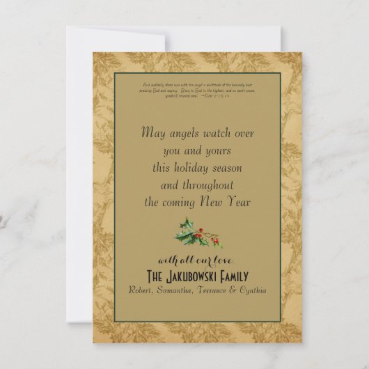 クリスマスエンジェル宗教的ホリデーフラットカード シーズンカード (裏面)
