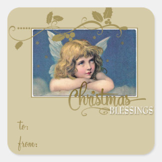 クリスマスエンジェル恵みギフトラベルの宛先/差出人 スクエアシール