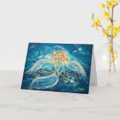 クリスマスエンジェル折り返しグリーティングカード カード (黄色い花)