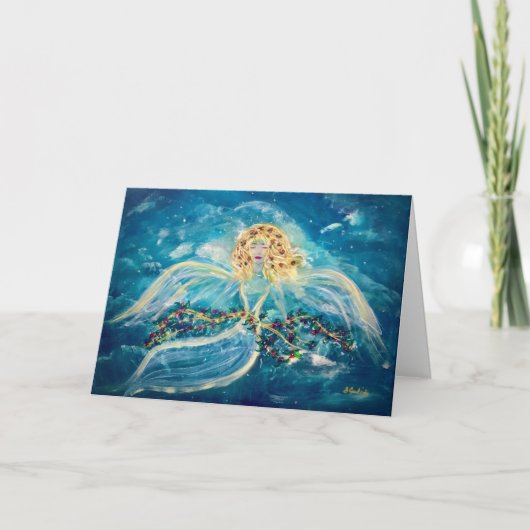 クリスマスエンジェル折り返しグリーティングカード カード (正面)