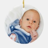 クリスマスエンジェル星フォトブルーかわいいセラミックまたは セラミックオーナメント (裏面)