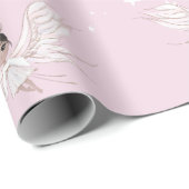 クリスマスエンジェル濃い髪スターピンクかわいい ラッピングペーパー (ロールコーナー)