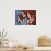 クリスマスエンジェル絵画ズアールヌーボーの生姜の女性 ポスター (キッチン)