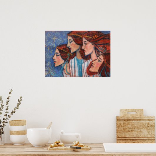 クリスマスエンジェル絵画ズアールヌーボーの生姜の女性 ポスター (キッチン)