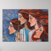 クリスマスエンジェル絵画ズアールヌーボーの生姜の女性 ポスター (正面)