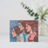 クリスマスエンジェル絵画ズアールヌーボーの生姜の女性 ポストカード (スタンド正面)