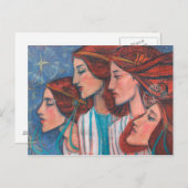 クリスマスエンジェル絵画ズアールヌーボーの生姜の女性 ポストカード (正面/裏面)