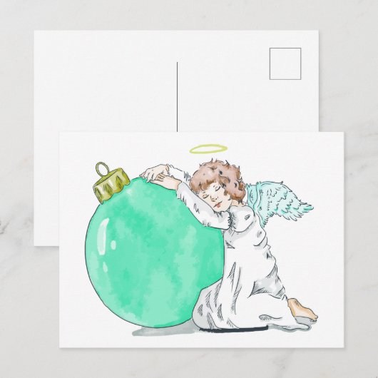 クリスマスエンジェル葉書 シーズンポストカード (正面/裏面)