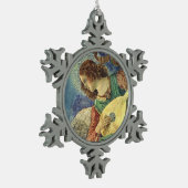 クリスマスエンジェル音楽を作る スノーフレークピューターオーナメント (左)