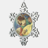 クリスマスエンジェル音楽を作る スノーフレークピューターオーナメント (右)